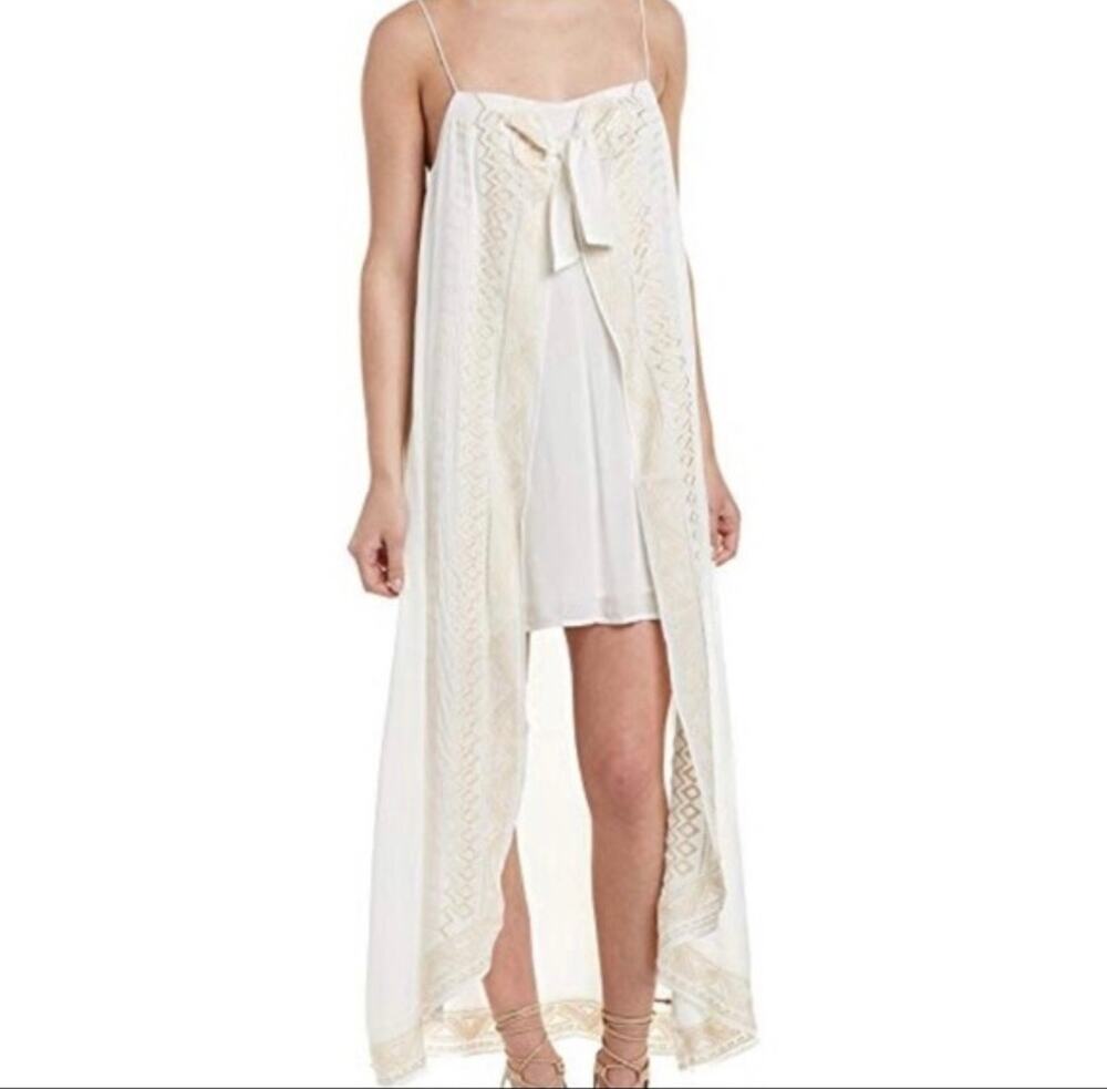 Red Carter Iman Ivory Embroidered Maxi Dress Small Rayon Cotton
